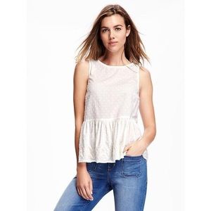 Old Navy embroidered peplum top in whipped cream color size M